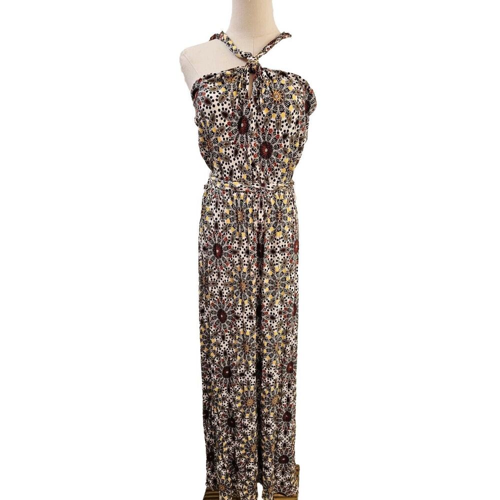 Loft BEACH Halter Maxi Dress Bold Paisley Floral Soft Jersey Stretch - Small 4 6